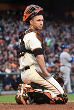 Buster Posey of the San Francisco Giants looks on from his position against the Kansas City Royals in the top of the third inning at AT&T Park on June 13, 2017, in San Francisco, California. Thearon W. Henderson / Getty Images