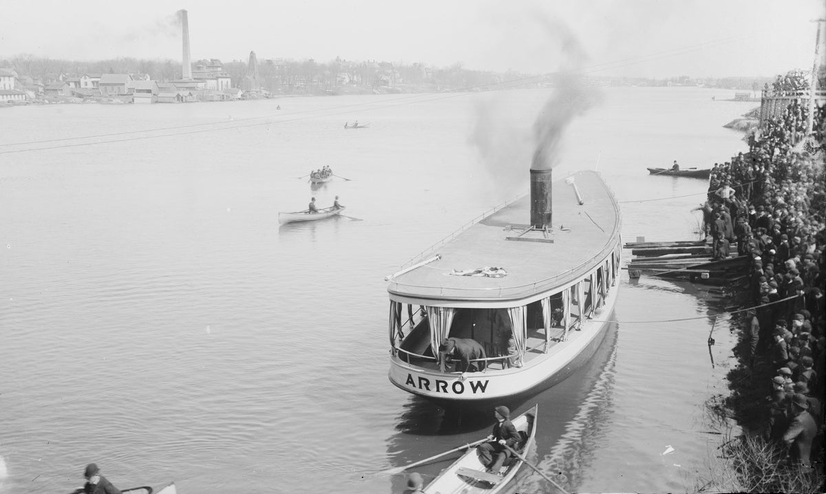 The steamboat Arrow on the Rock River, circa 1885.