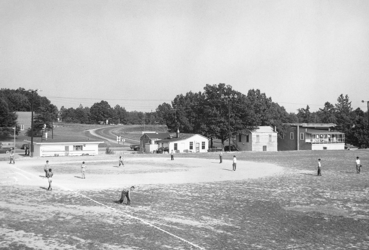 Pony League baseball action in Asheboro, 1954. Courtesy Randolph County Public Library