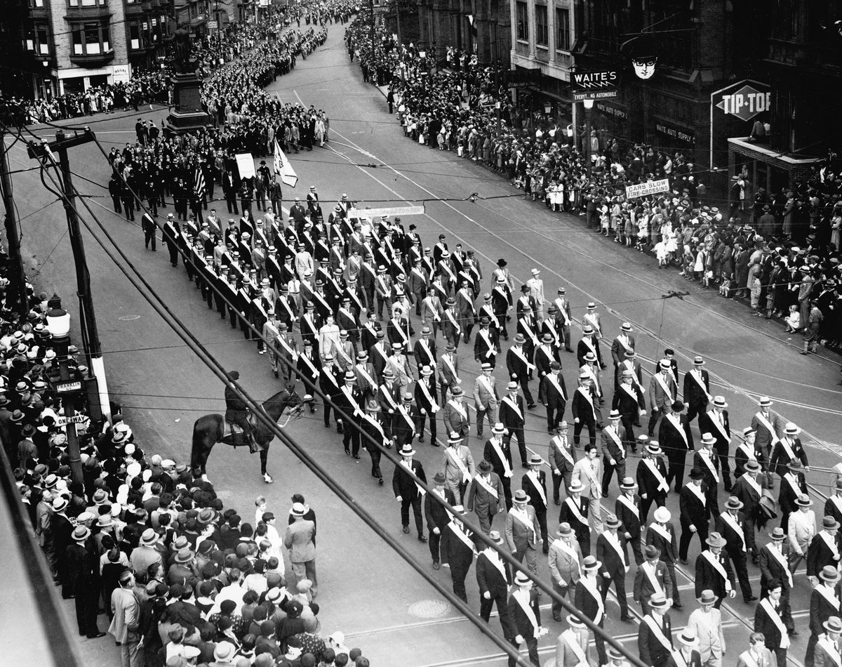 Holy Name Parade in Providence, October 2, 1931. Forty thousand men marched in the celebration. Courtesy The Providence Journal
