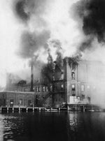The Gilbert Block, then just six years old, was heavily damaged by a fire caused by an overheated flue on June 25, 1915. Mystic River Historical Society