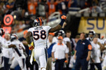 SANTA CLARA, CA - FEBRUARY 07: Von Miller (58) of the Denver Broncos runs back to the sidelines after a sack in the fourth quarter. The Denver Broncos played the Carolina Panthers in Super Bowl 50 at Levi's Stadium in Santa Clara, Calif. on February 7, 2016. (Photo by Joe Amon/The Denver Post)