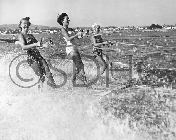 Mission Bay offered a new, safe, and fun place to water ski, as seen in this mid-1950s photo. CourtesySan Diego History Center (#OP15746-2653)