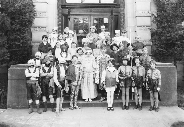 Ravenna School student actors in the production of “Old King Cole,” pose outside the school on April 23, 1926. Harriet Kennedy Hartinger is in first row, fifth from left. Courtesy Barbara Hartinger Wilson