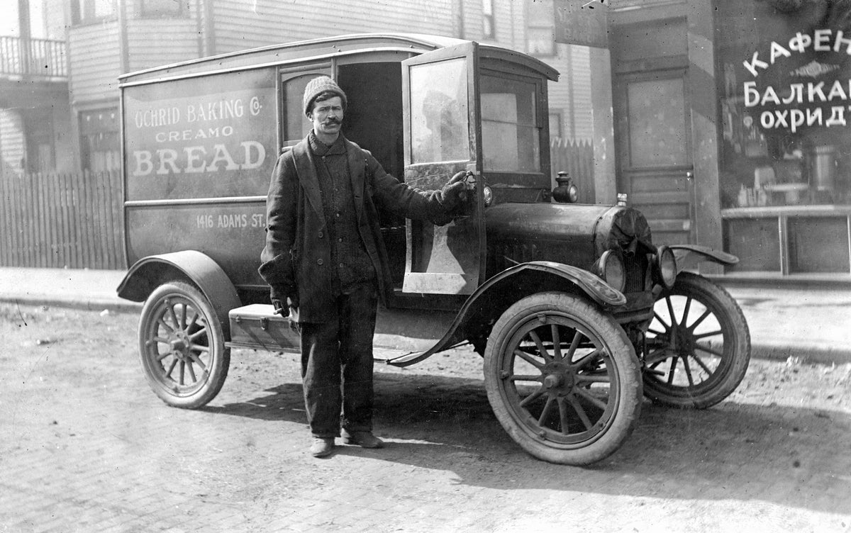 Ochrid Baking Company delivery truck, Gary, circa 1915. Courtesy Mary De Lau