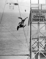 Josephine de Angelis on the diving horse steel pier high diving horse 1935-1941. Courtesy Press of Atlantic City