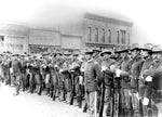 Infantry company, the last unit pulled out of Rock Springs, 1898. Wyoming State Archives
