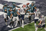 On the Super Bowl’s final play, Patriots tight end Rob Gronkowski cannot come up with  a desperation pass from Tom Brady as Eagles swarm around him. Courtesy Steven M. Falk / Staff Photographer