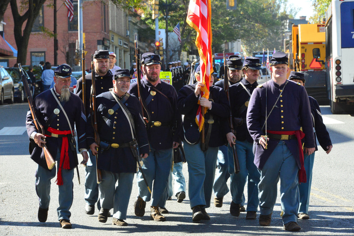 Tenth Mass Voluteer Infantry Corps marches in the parade as the City of Northampton celebrates its annual honoring of General Casimir Pulaski, a Polish Nobleman who was considered the father of the American calvery, and in the Seige of Savannah lost his life on October 11, 1779, in service to our country during the American Revolution. Courtesy John Suchocki / The Republican
