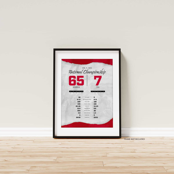 Georgia 2022 National Championship By the Numbers Wall Art