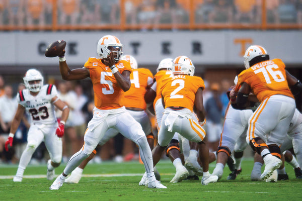 Tennessee quarterback Hendon Hooker (5) throws a pass during football game between Tennessee and Ball State at Neyland Stadium in Knoxville, Tenn. on  Sept. 1, 2022. (Jamar Coach/News Sentinel)