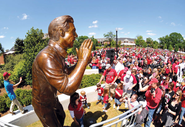 Alabama Crimson Tide fans get a look at the newly unveiled statue of coach Nick Saban before the A-Day Alabama spring game, April 16, 2011, at Bryant-Denny Stadium. Kelly Lambert / USA TODAY Sports
