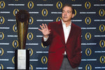 Alabama Crimson Tide head coach Nick Saban during a press conference at JW Marriott Camelback Inn, Jan. 12, 2016. Matt Kartozian / USA TODAY Sports