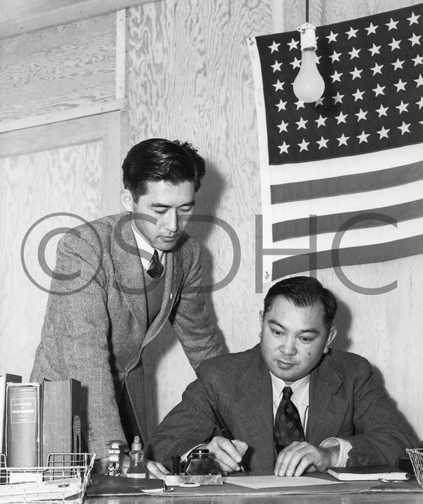 Sam Fujita, executive director of the Japanese American Citizens League, and Frank Otsuka in January 1942. CourtesySan Diego History Center, Union-Tribune Collection (#UT 3737)