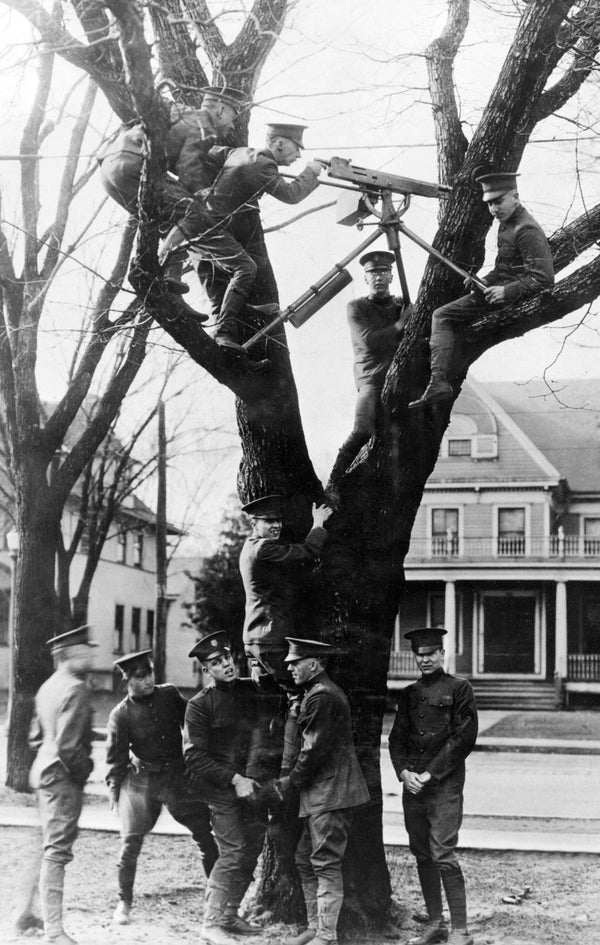 University of Wisconsin students participating in a machine gun drill in 1918. Wisconsin State Journal