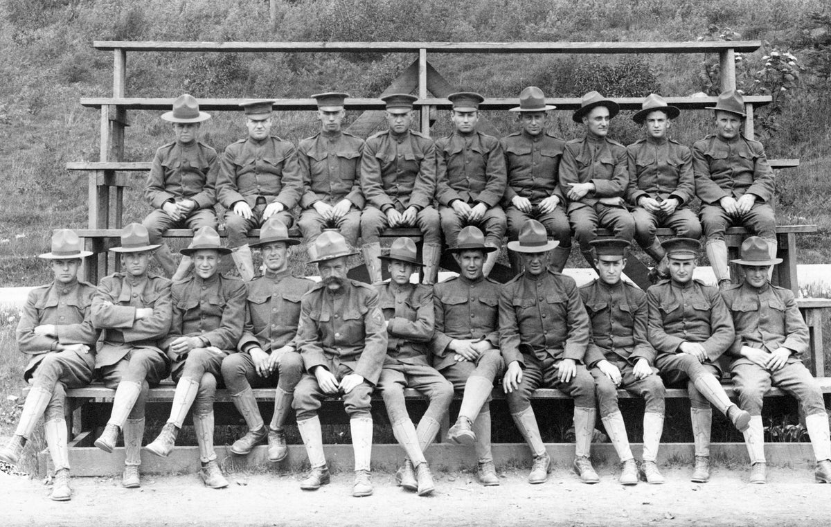 Athena men preparing for World War I, circa 1917. Courtesy Athena Public Library