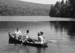 Virginia Tech students enjoy a trip to Giles County’s Mountain Lake in 1942. Although the water level of this natural lake, which periodically empties and refills, dropped dramatically in the early twenty-first century, the Mountain Lake Hotel Resort, continues to draw visitors.  Courtesy Special Collections and University Archives, Virginia Tech