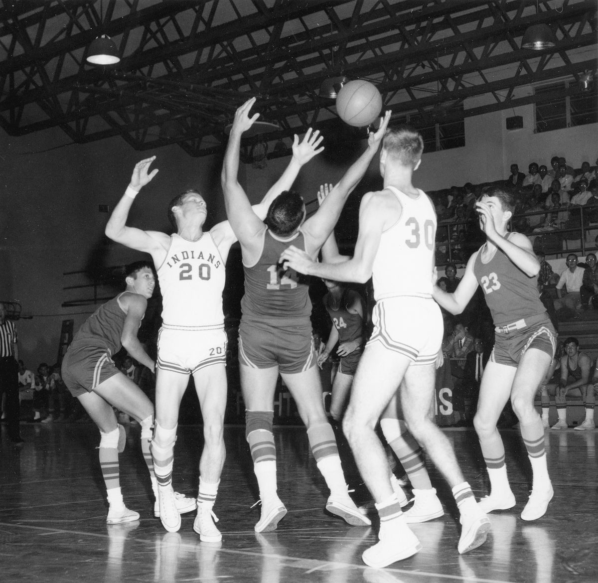 Basketball game featuring Vero Beach High School (in white), circa 1960s. Courtesy Indian River Press Journal