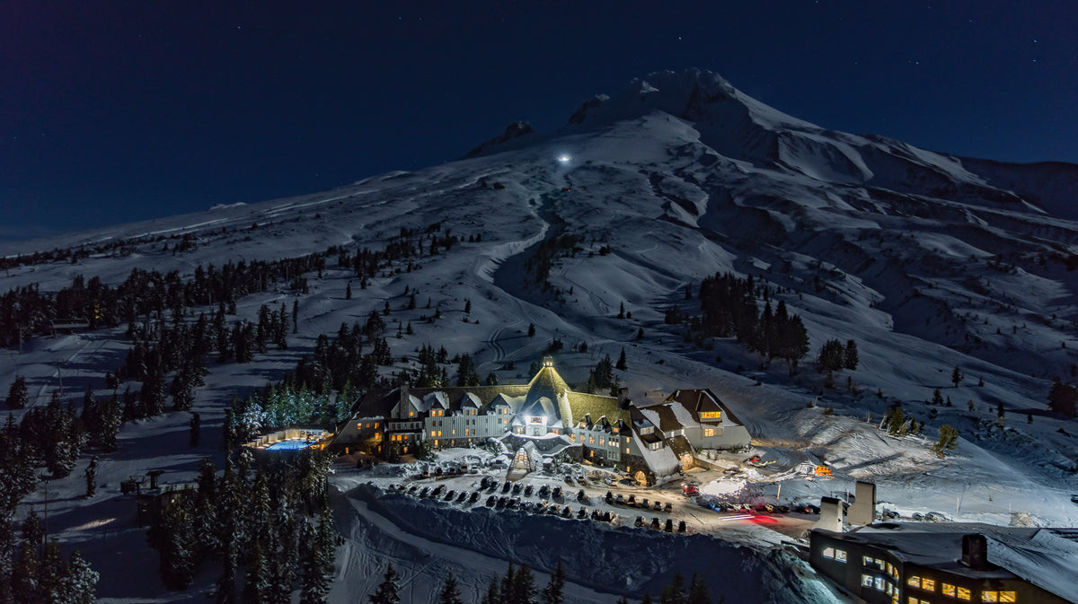 View of Timberline Lodge in winter, December 2017. Courtesy Timberline lodge