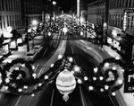 Three blocks of Denver’s holiday lighting display on Sixteenth Street, Friday, November 14, 1958. The $30,000 display covered 11 blocks along Sixteenth Street from Cleveland Place to Larimer Street. COURTESY THE DENVER POST VIA GETTY IMAGES, DEAN CONGER, #DPL_1049608