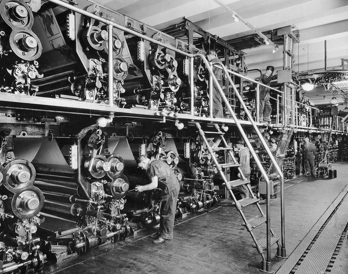 The Salt Lake Tribune’s mammoth printing presses are shown in this undated photo. The Salt Lake Tribune