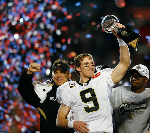 Drew Brees holds up the Lombardi Trophy after beating the Indianapolis Colts 31-17 in Super Bowl XLIV at Sun Life Stadium in Miami Gardens, Fla. Ted Jackson / The Times-Picayune | The Advocate