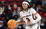 South Carolina’s Destanni Henderson (3) moves the ball on Monday, Nov. 1, 2021, in Colonial Life Arena. Tracy Glantz / The State