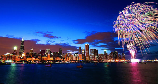 Fireworks and the Chicago skyline. PHOTO: JEFF LEWIS