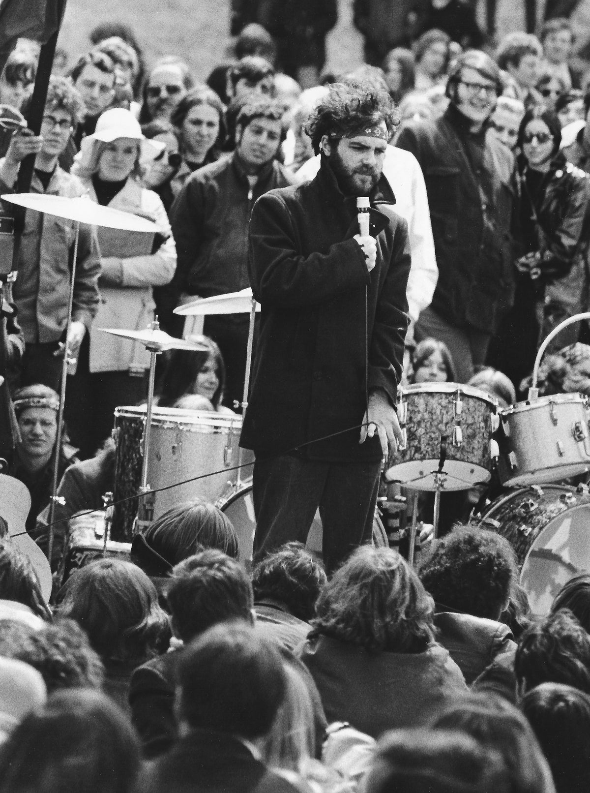 Political activist Jerry Rubin speaks to Kent State students during an anti-war rally on front campus, April 10, 1970. Courtesy Akron Beacon Journal