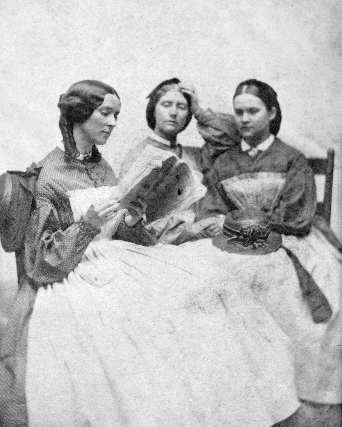 Sarah Elizabeth Dysart, Anna Bell Stubbs, and Sarah Chamberlin Eccleston, Civil War nurses at Hospital No. 1, Nashville, circa 1863. Courtesy Library of Congress