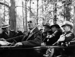 President Franklin D. Roosevelt, First Lady Eleanor Roosevelt, and Governor Hill McAlister seated in the back of an an open-air automobile, 1934. Congressman Joseph W. Byrns is seated in front of them. Courtesy Tennessee State Library and Archives