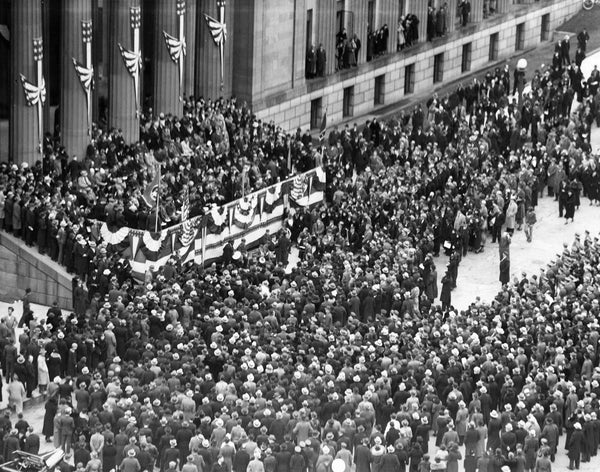 Hill McAlister's inauguration as Governor, January 17, 1933 on the steps on War Memorial Building in Nashville. Courtesy Tennessee State Library and Archives