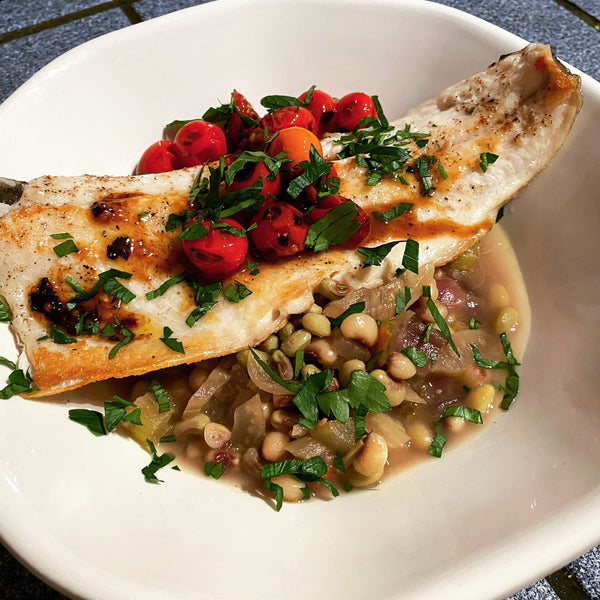 Pan-Seared Trout with Field Peas / Sheryl Gerrard, The Charlotte Observer