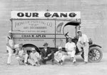 Pioneer Painting Co. employees pose in front of a work truck, Las Vegas, circa 1929. The company was owned by Charles W. Aplin, at center. Aplin left the painting business in the early ’40s to take a position with the Nevada Department of Highways and, after a 20-year career, retired at age 75. Courtesy Elton and Madelaine Garrett Photo Collection, UNLV University Libraries Special Collections & Archives