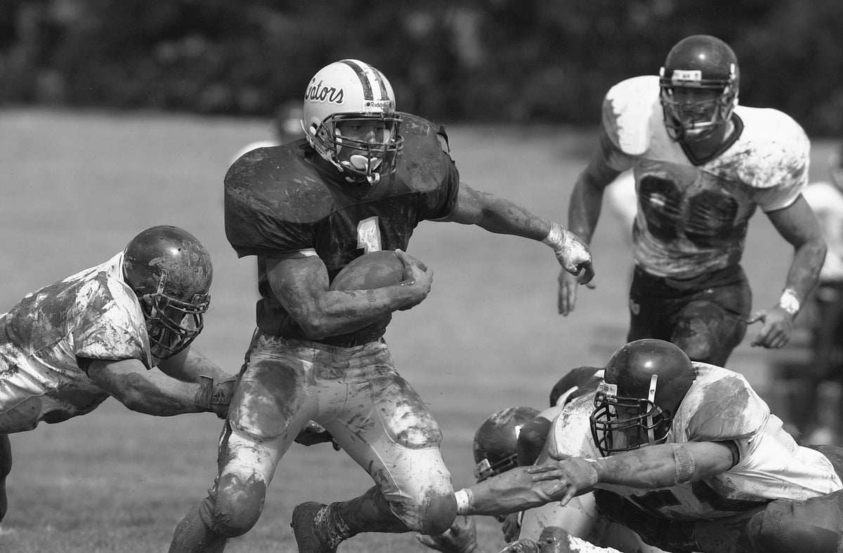 MASH graduate Shane Ream playing for the Allegheny College football team in 2000. Ream scored 20 touchdowns during his first two seasons with the Gators before blossoming into one of the nation's most effective running backs during his junior year, when he led the NCAC in scoring and rushing, and both the NCAC and NCAA Division III with 27 touchdowns. Courtesy Meadville Tribune