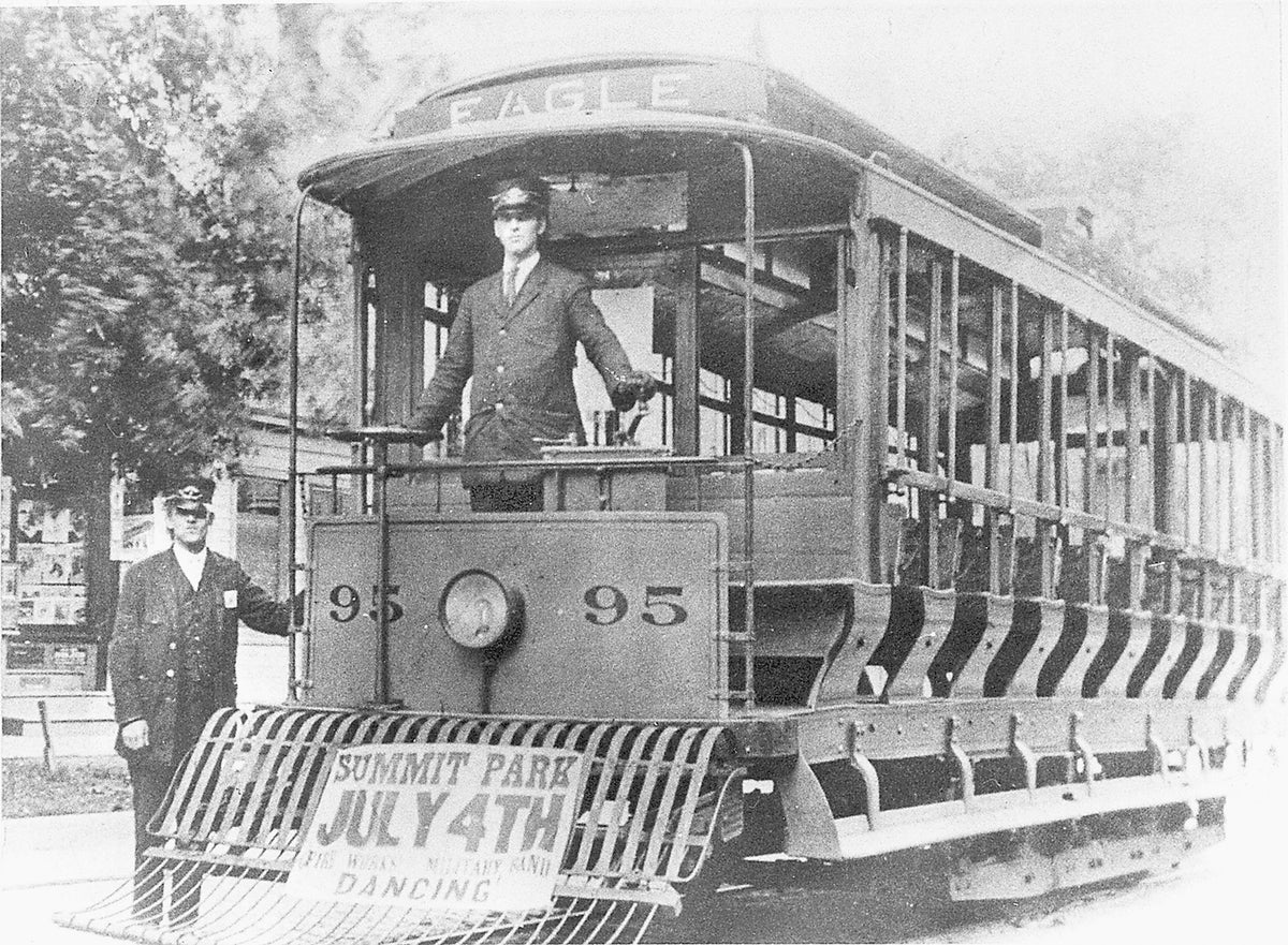 Open trolley cars in days of old were fine in pleasant weather, but not so comfortable when it rained. As the late Robert G. Gurley wrote in his 1964 booklet “Here Comes the Trolley!” - an illustrated history of the electric trolleys in Utica - side curtains kept most of the passengers dry during rain storms, but not so the motorman. He got wet. On summer days when all seats were filled, passengers were permitted to stand on “running boards” along the side of the car. Electric trolleys first appeared in Uti