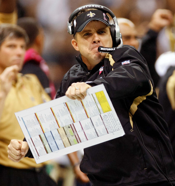 New Orleans Saints head coach reacts to a TD the put the Saints up 24-10 against the New York Jets in the Louisiana Superdome, October 4, 2009 in New Orleans. The Saints won 24-10 making them 4-0. David Grunfeld / The Times-Picayune