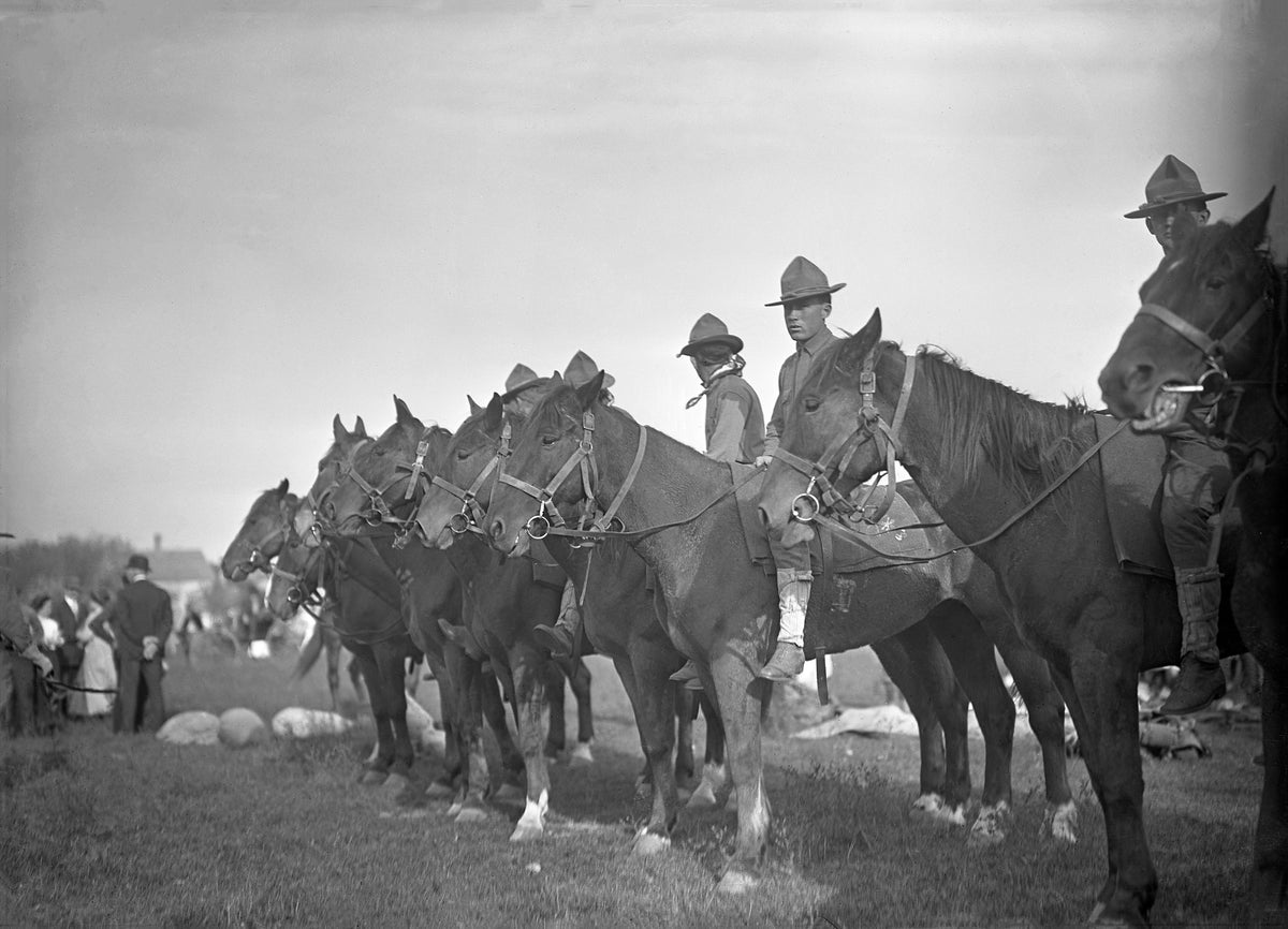 Cavalry soldiers in St. Peter, circa 1907. Courtesy Nicollet County Historical Society