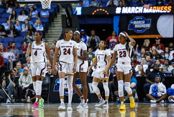 A timeout allows the Gamecocks a chance to catch their breath. Tracy Glantz / The State