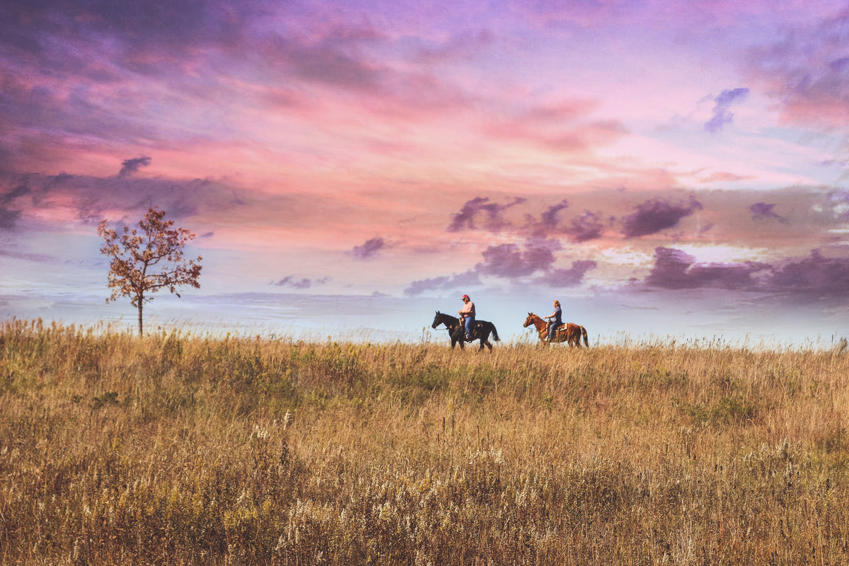A couple enjoying the beautiful fall day with their horses. Photograph by Lisa Willey