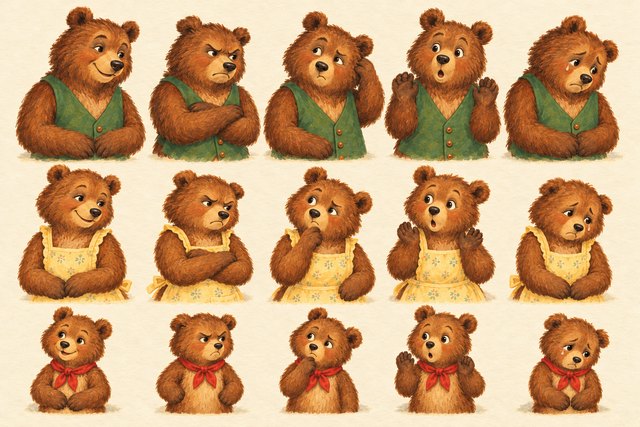 Character studies for the three bears