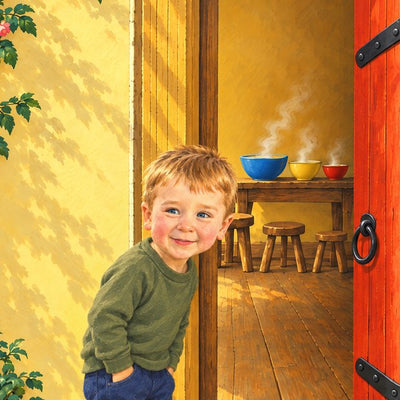 Danny peeking in at the bears’ cottage door