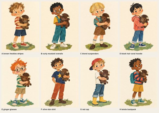 Casting sheet of eight young explorers